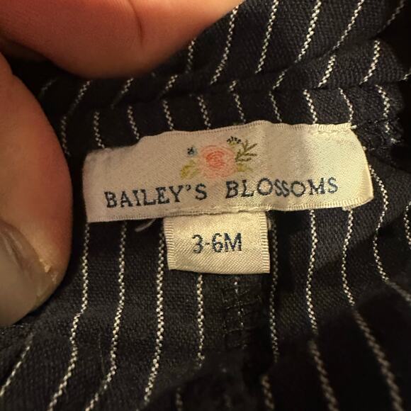 Baileys Blossoms 3-6 Months Baby Girl Blue White Stripe Romper Overalls Jumpsuit - Picture 7 of 9